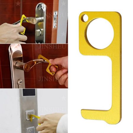 touch free zinc alloy door opener keychain