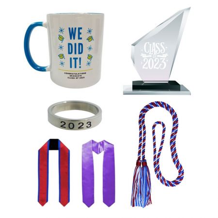 Graduation Accessories - bulk custom logo graduation accessories from honor cord tassels to graduation rings etc.