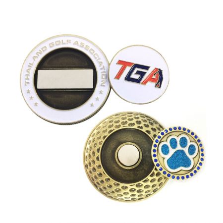 Challenge Coin With Ball Marker - wholesale custom logo golf ball marker challenge coins