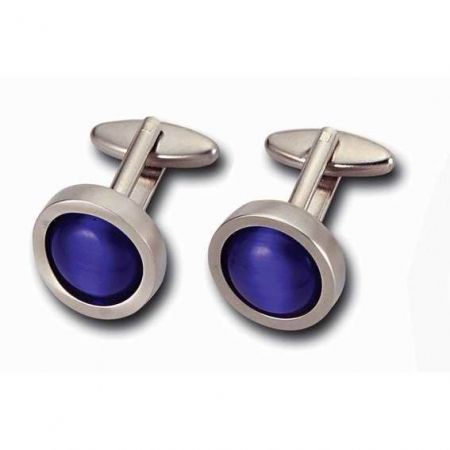 Purple Onyx Cufflinks - Personalized Purple Circle Cufflinks