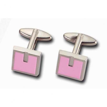 Square Cufflink - Custom Made Pink Square Cufflink