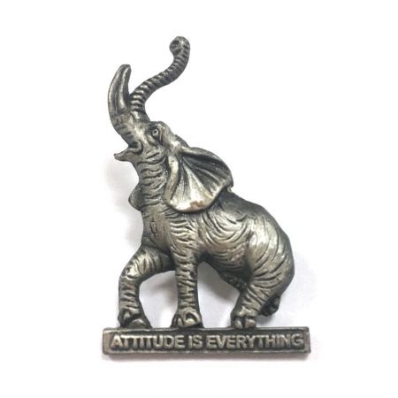 Die Stamped Brass Lapel Pins - 3D Roaring Elephant Brass Pins without Colors