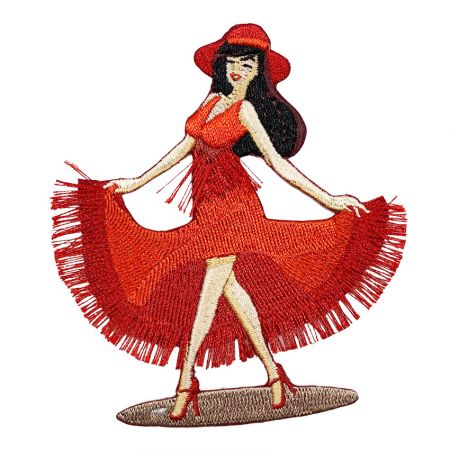 Flamenco Dancer Embroidery Tassel Patch - custom flamenco dancing girl embroidered tassel patch