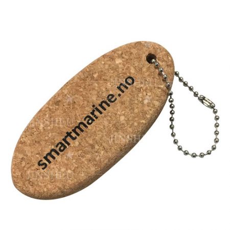 custom flat logo printed cork keychain