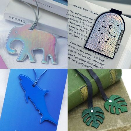 Custom Holographic Leather Bookmarks - custom design holographic leather bookmarks