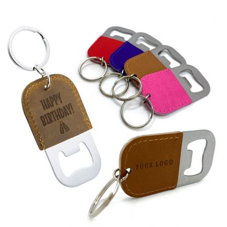 Leather Beer Bottle Opener Keychain - wholesale leather beer bottle opener keychain wedding favors