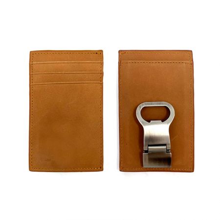 Leather Money Clip With Beer Opener - wholesale leather beer bottle opener money clip
