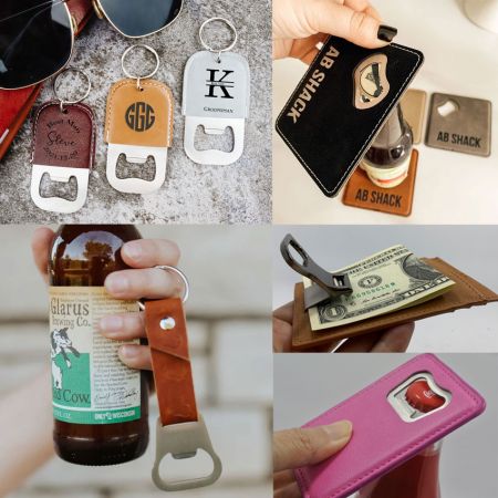 Leather Beer Bottle Openers - wholesale custom logo leather beer bottle openers
