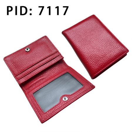 custom leather card holder wallet with ID window