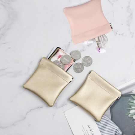 custom fashion PU leather square coin pouches