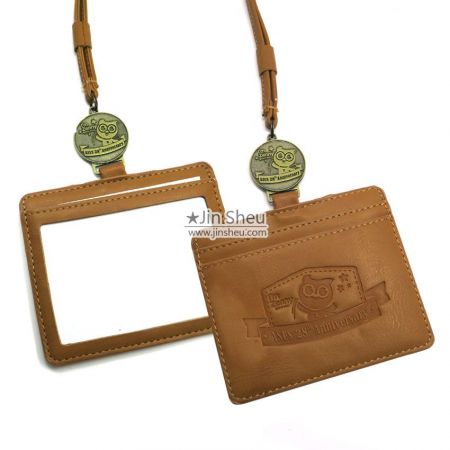 Leather ID Badge Wallet Lanyard - Leather ID Badge Wallet Lanyard