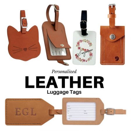 Personalized Leather Luggage Tags - Leather Luggage Tags can be personalized with debossing, prniting techniques.