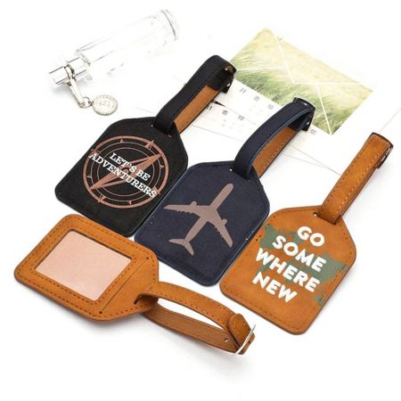personalized logo imprinted leather luggage tags