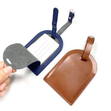 Security Flap Leather Luggage Tags - wholesale open designed privacy luggage tag