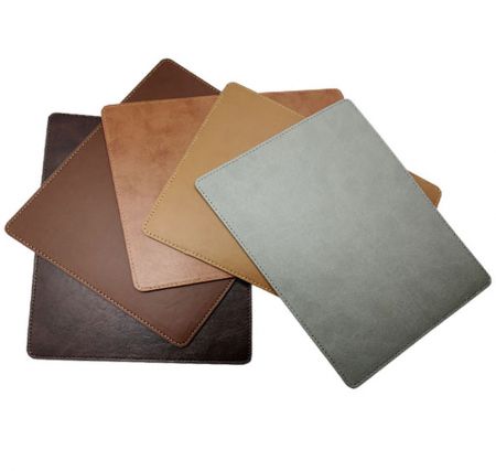 mouse pads with different types of leather materials