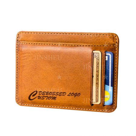 custom logo slim leather credit card holders