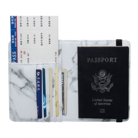 PU lederen paspoort ID-houder portemonnee met elastische band - gepersonaliseerde lederen paspoorthouder