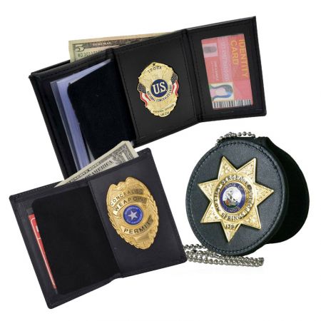 Læder Police Badge tegnebøger - Skræddersyet metal badge pung