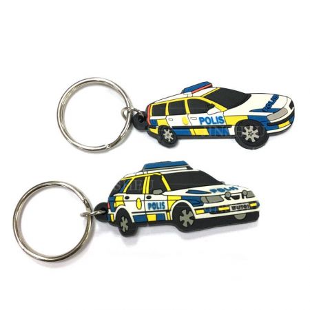 Brugerdefineret politi bil gummi nøglering - Brugerdefineret politi bil gummi nøglering