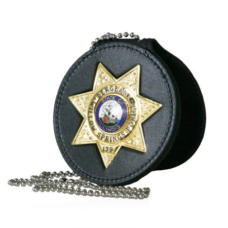 Leather Police Belt Clip Badge Holders - custom police badge necklace