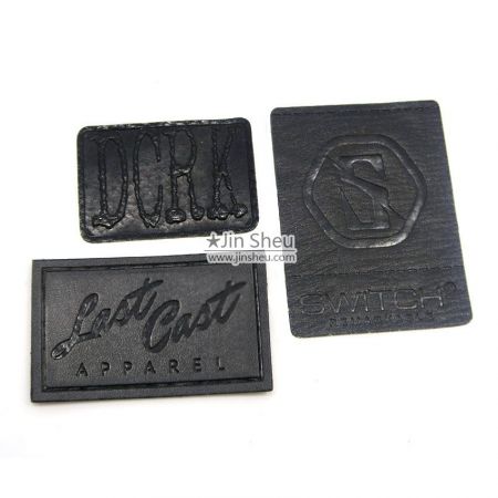 Black Embossed/ Debossed Leatherette Labels - Custom Leatherette Labels