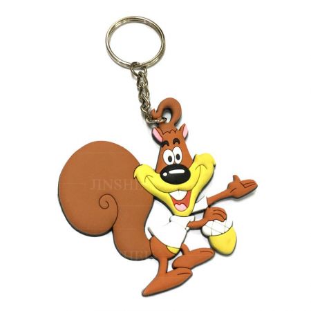 2D Custom Animal Soft PVC Keychain - Custom Rubber Cute Squirrel Keychain