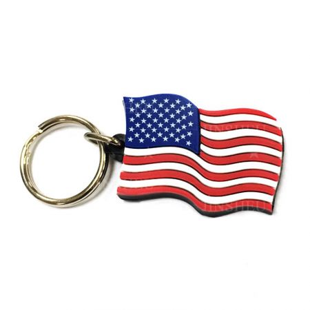 Brugerdefineret PVC Gummi National Flag nøglering - Brugerdefineret amerikansk flag gummi nøglering