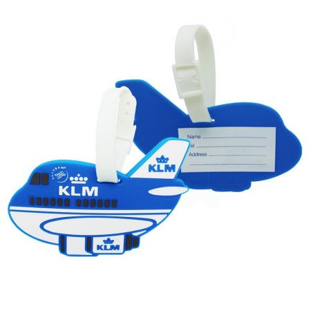 Rubber Luggage Tags - Customized 3D Rubber PVC Luggage Tag Airplane Shaped with Features in rasied PVC and fine details printed