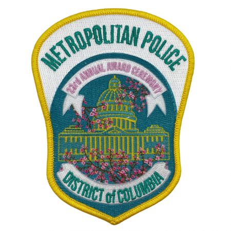 Custom Fine Detailed Embroidered Police Patch - Custom shield shaped embroidered iron on police patch