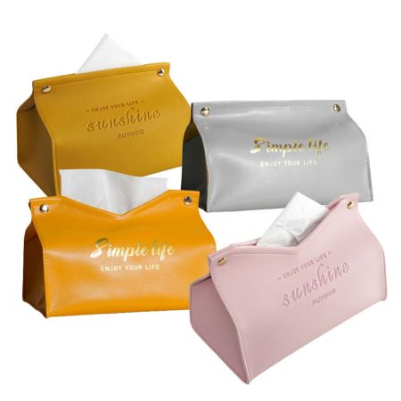 Foldable Leather Tissue Box Holder - custom modern leather facial tissue paper cover