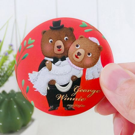 Wedding Button Badges - cute bear wedding button badge