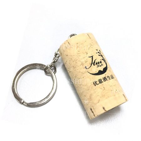custom logo printed wine cork souvenir keychain