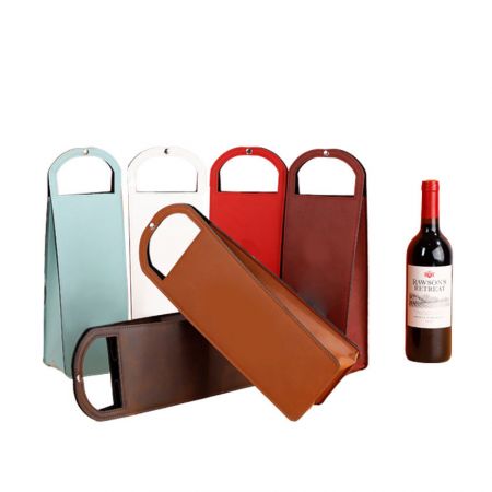 Tygpåsar för vinflaskor i läder - reklampåsar för vinpresenter