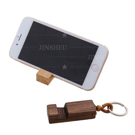 Wooden Cellphone Stand Holder Keychain - Wooden Cellphone Stand Holder Keychain