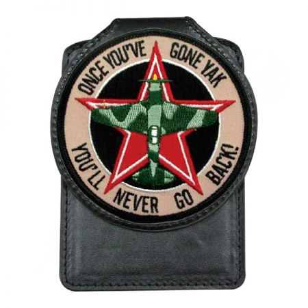 Embroidered Leather Badge Holder - Custom Embroidered Emblem Leather Badge Holder