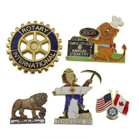 Club Badges - Jin Sheu is the best choice for manufacturing Lion Club Lapel Pin/ Masonic Lapel Pins/ Olympic Lapel Pin/ Rotary Lapel Pins/ Gymnastic Lapel Pins