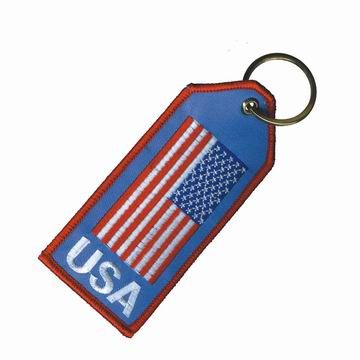 Country Flag Embroidered Keytags - Nation Flag Embroidery Keychains