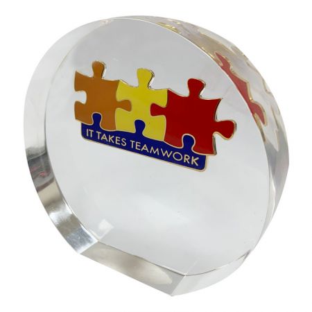 Cylinder Paper Weight with Coin Embed - Custom Paper Weights