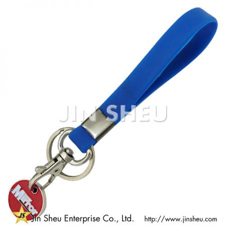 Silicone Keyring with Trolley Coin - Silicone Keyring with Trolley Coin