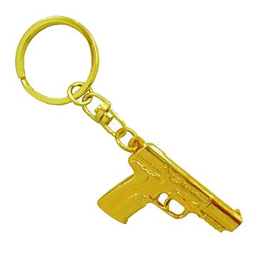 Metal Gold Gun Keychain