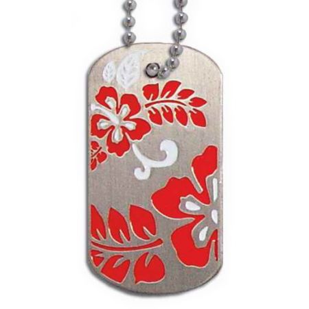 Personalized Dog Tags with Floral Motif - Photo Etched Dog Tags