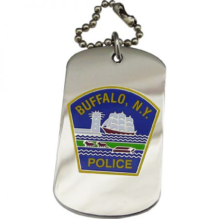 Engraved Dog Tags with Police DEPT Motif - Police Officer Dog Tags