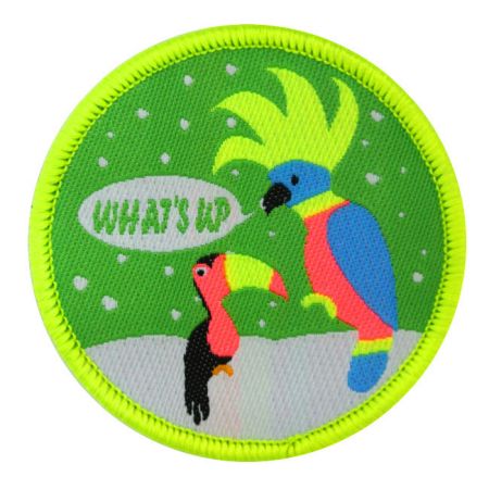 Neon Parrot Bird Woven Patches - Neon Woven Cloth Patches