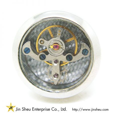 Watch Cufflinks - Round silver watch movement cufflinks
