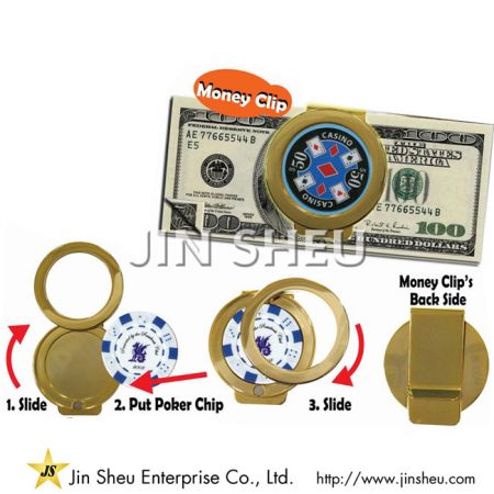 Poker Chip Money Clip/ Casino Chip Keyring Holder - Poker Chip Money Clip