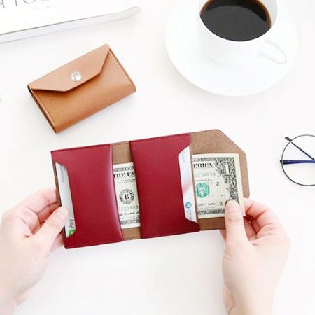Leather Card Holder Slim Wallet - wholesale leather card holder purse