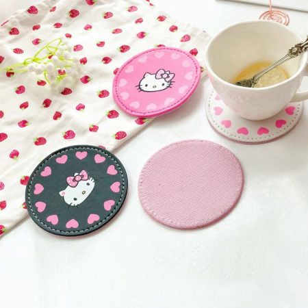 lovely pu leather coasters