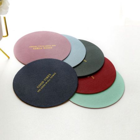 round leather cup coasters