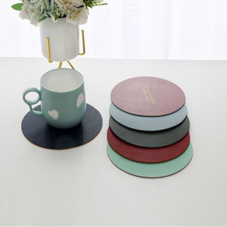 round leather cup placemat