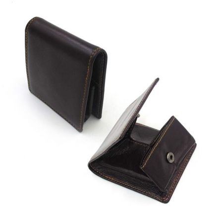 square leather coin pouch with button